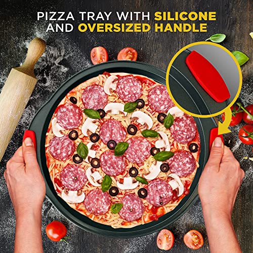 14" Nonstick Pizza Tray Set with Silicone Grip Handles
