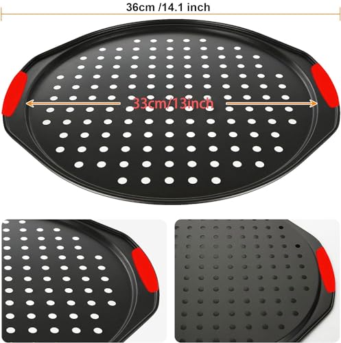 Rarapop 14-Inch Pizza Pan with Silicone Handles