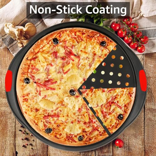 Rarapop 14-Inch Pizza Pan with Silicone Handles
