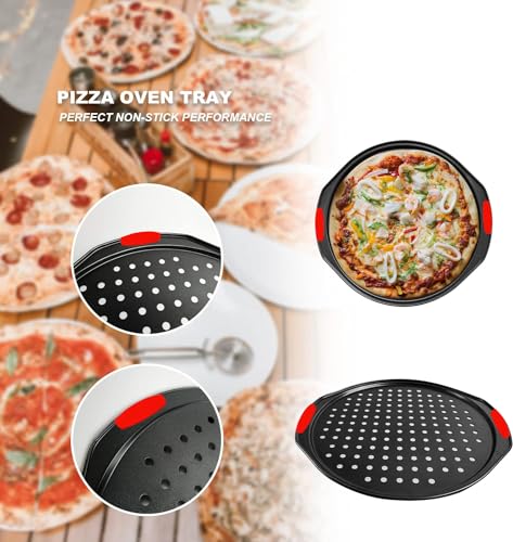 Rarapop 14-Inch Pizza Pan with Silicone Handles