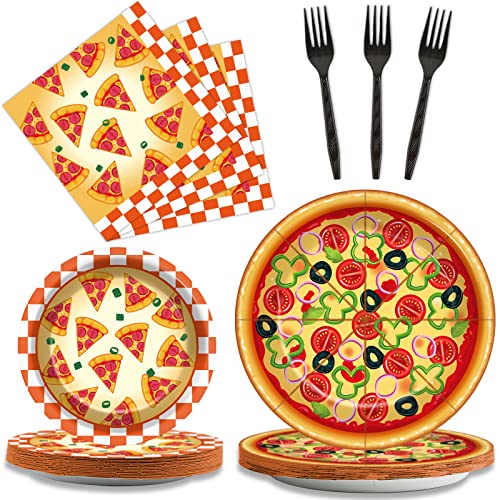 24-Person Pizza Party Tableware Set with Decorations