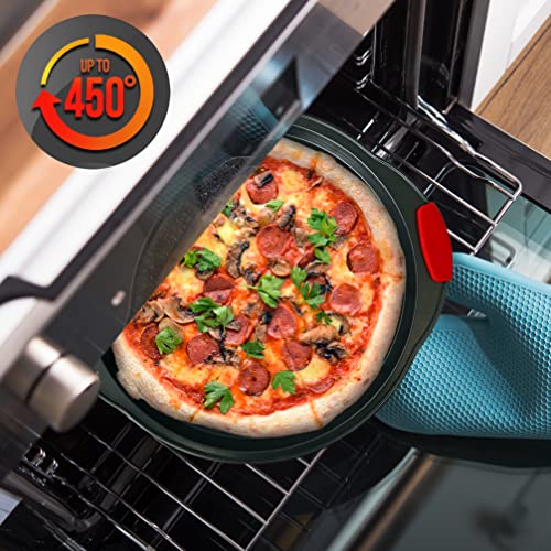 14" Nonstick Pizza Tray Set with Silicone Grip Handles