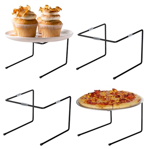 Set of 4 Black Metal Pizza Table Stands