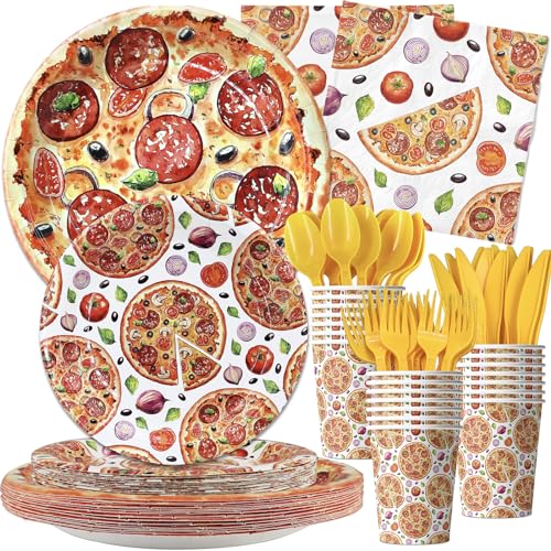 Pizza Party Supplies Set - Serve 20 Guests