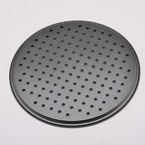 Carbon Steel Perforated Pizza Pan, 12inch Round, Dark Gray