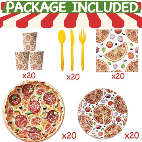 Pizza Party Supplies Set - Serve 20 Guests