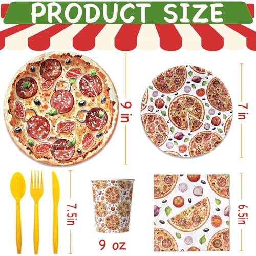 Pizza Party Supplies Set - Serve 20 Guests