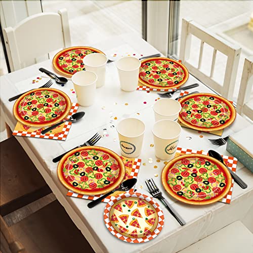 24-Person Pizza Party Tableware Set with Decorations