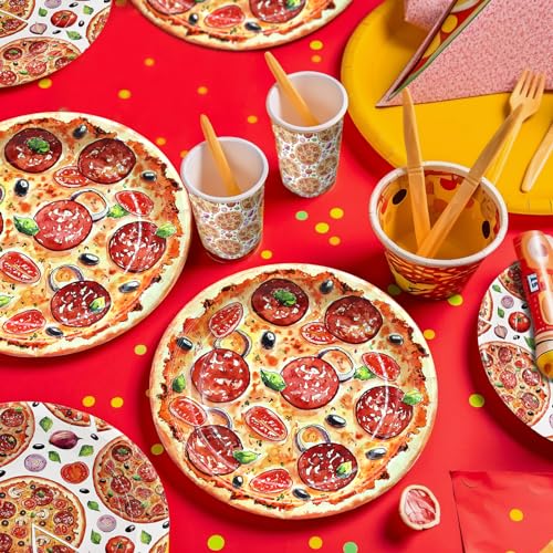 Pizza Party Supplies Set - Serve 20 Guests