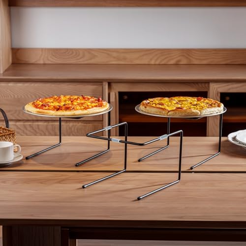 Set of 4 Black Metal Pizza Table Stands