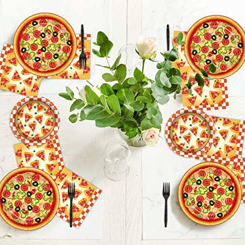 24-Person Pizza Party Tableware Set with Decorations