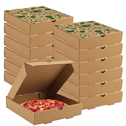 15 Pack Kraft Corrugated Pizza Takeout Boxes 7.3