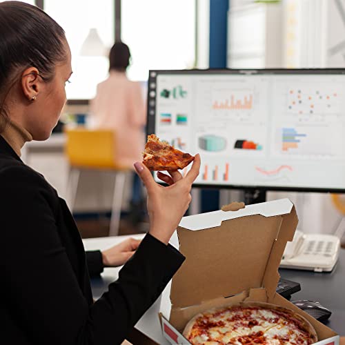 10" Cardboard Pizza Boxes, White-Red Corrugated Design (10 Pack)