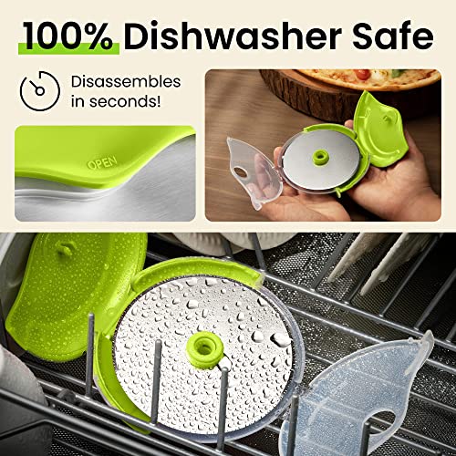 Green Kitchy Pizza Cutter with Protective Blade Guard