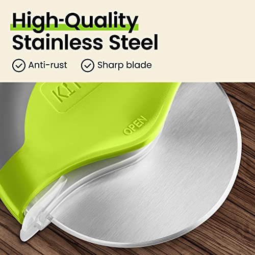 Green Kitchy Pizza Cutter with Protective Blade Guard