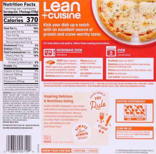 Four Cheese Lean Cuisine Protein Pizza, Single Serving