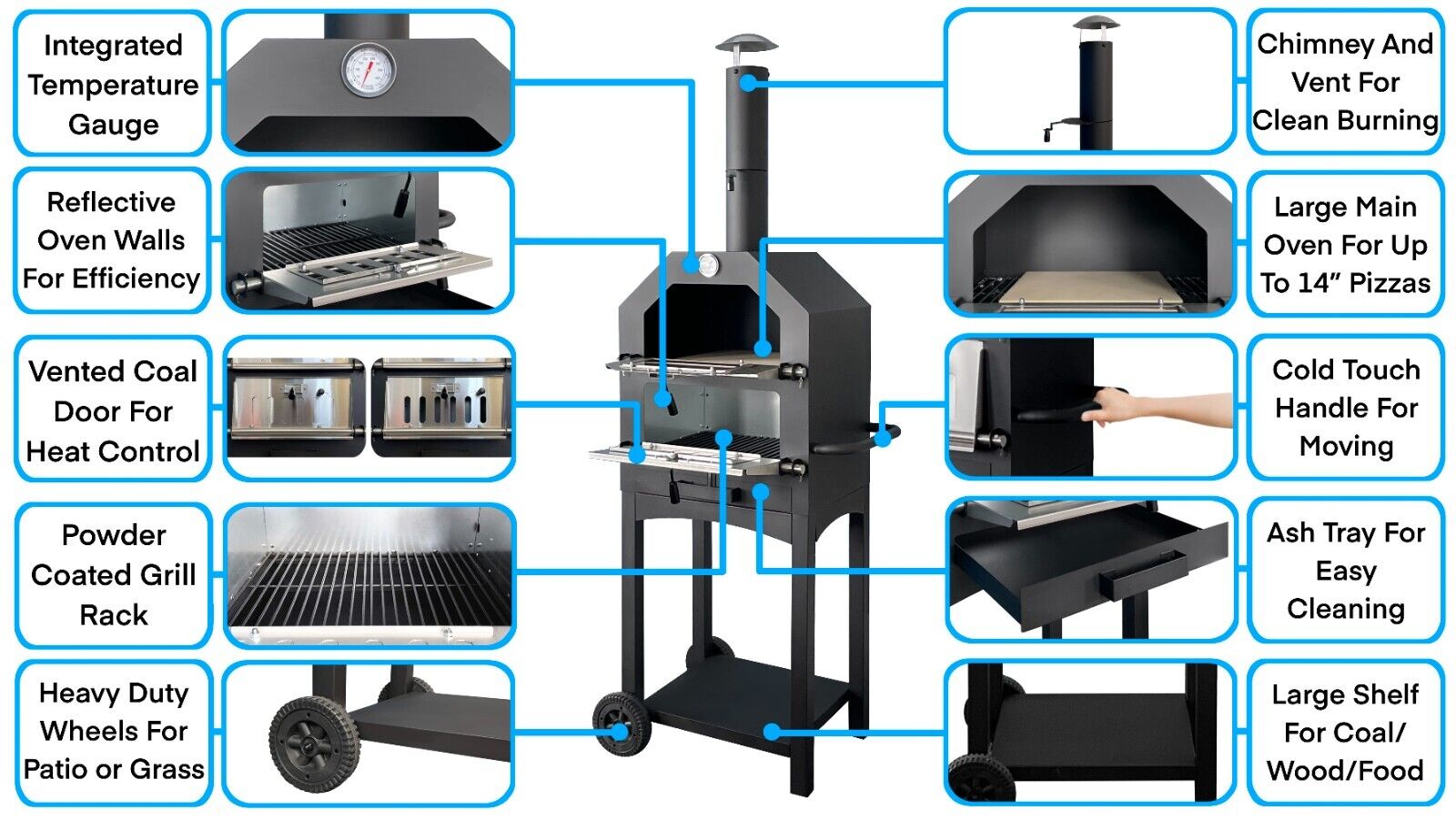 Wood-Fired Outdoor Pizza BBQ Smoker