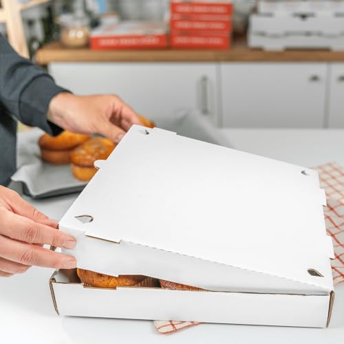 50 Pack 12" White Pizza Boxes; Ventilated & Convertible