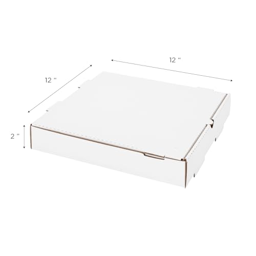 50 Pack 12" White Pizza Boxes; Ventilated & Convertible