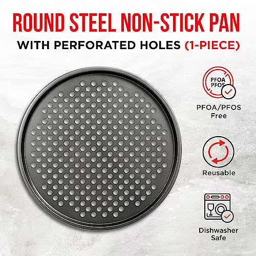 BAKKENMASTER 13-Inch Non-Stick Perforated Pizza Pan