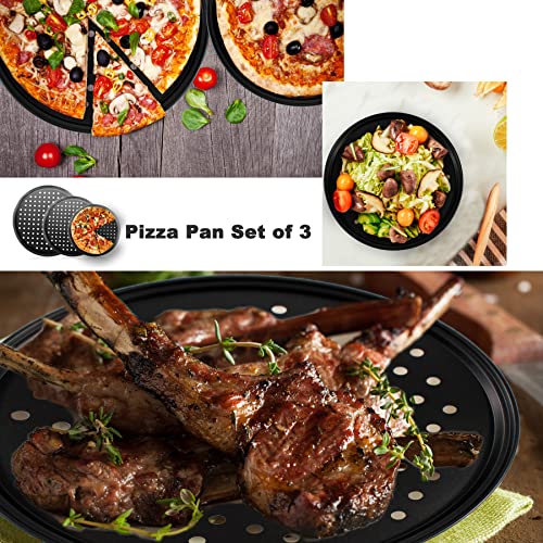 Round Nonstick Pizza Pans Set for Oven Cooking
