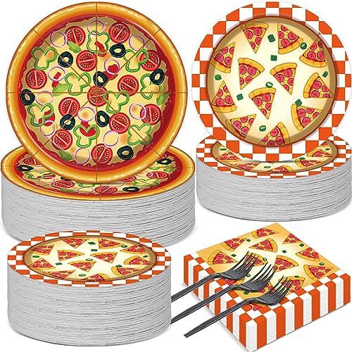 Colorful Pizza Party Tableware Set for 50 Guests
