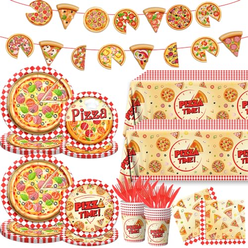 143-Piece Pizza Party Tableware Set for Kids Birthday