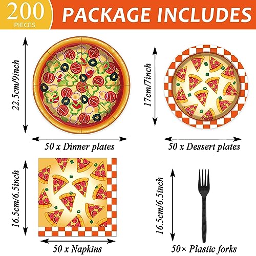 Colorful Pizza Party Tableware Set for 50 Guests