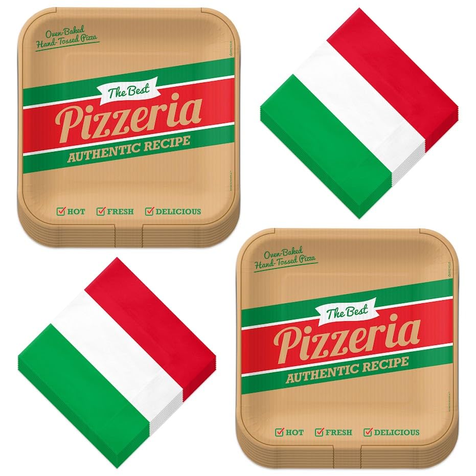 Pizza Party Supplies - Italian Flag Theme, Serves 16