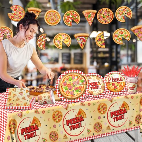 143-Piece Pizza Party Tableware Set for Kids Birthday
