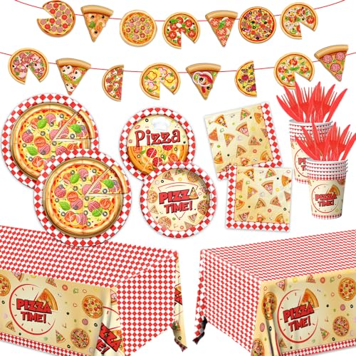 143-Piece Pizza Party Tableware Set for Kids Birthday