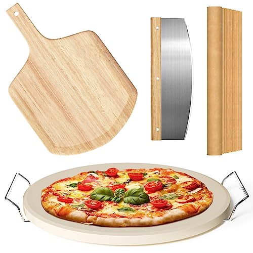 5-Piece Pizza Stone Set with Accessories for Baking