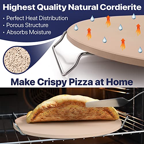16" Pizza Making Kit - Includes Cordierite Stone, Peel, Cutter, Brush