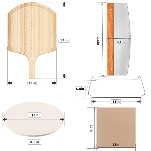 5-Piece Pizza Stone Set with Accessories for Baking