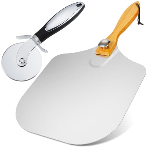 12x14 Inch Aluminum Pizza Peel Set with Foldable Handle