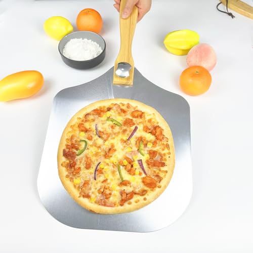 12x14 Inch Aluminum Pizza Peel Set with Foldable Handle