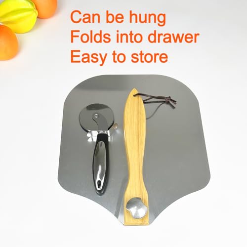 12x14 Inch Aluminum Pizza Peel Set with Foldable Handle