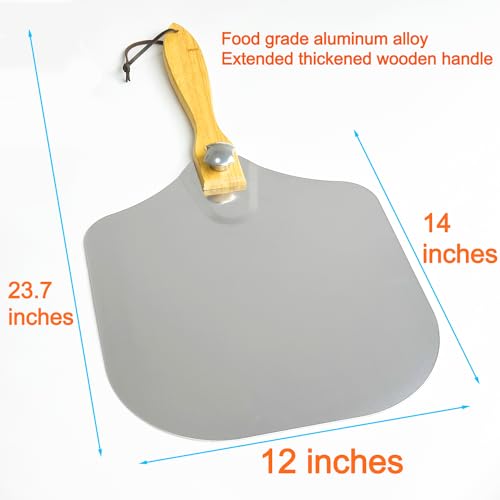 12x14 Inch Aluminum Pizza Peel Set with Foldable Handle