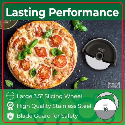 Mindful Design Pizza Cutter with Protective Blade Cover