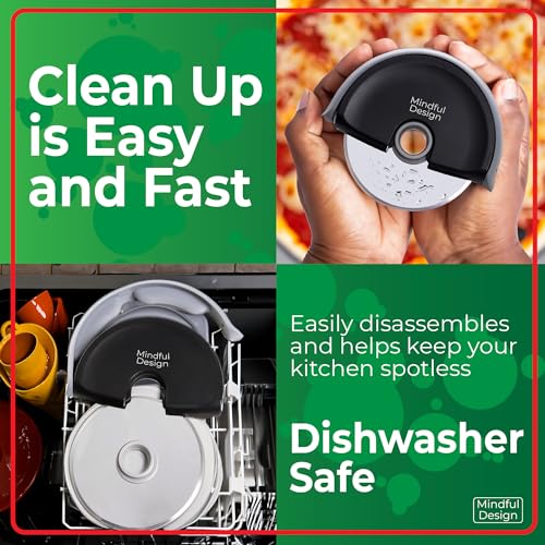 Mindful Design Pizza Cutter with Protective Blade Cover