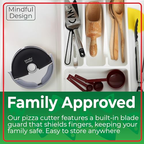 Mindful Design Pizza Cutter with Protective Blade Cover