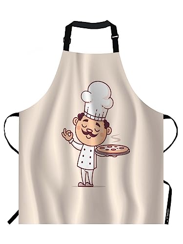 Chef Aprons with Pizza Cook Theme, Adjustable Size