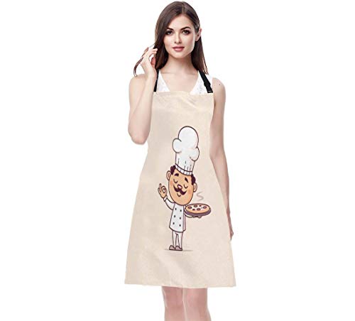 Chef Aprons with Pizza Cook Theme, Adjustable Size