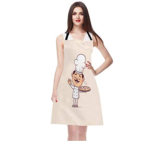 Chef Aprons with Pizza Cook Theme, Adjustable Size