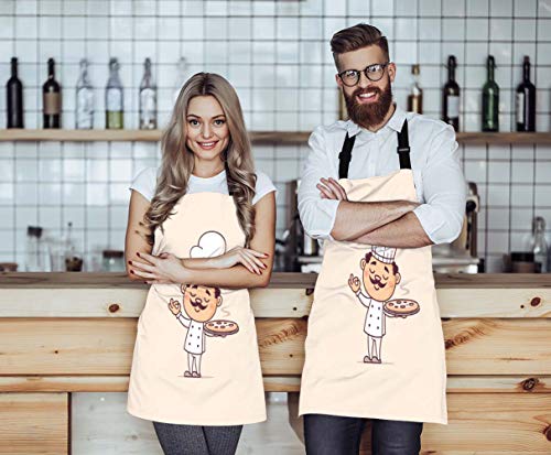 Chef Aprons with Pizza Cook Theme, Adjustable Size