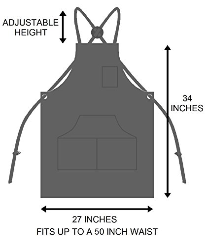 Professional Grade Black Chef Apron - 100% Cotton