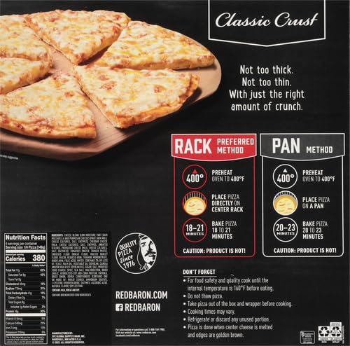 Red Baron Four Cheese Pizza, Classic Flavor, 21.06oz