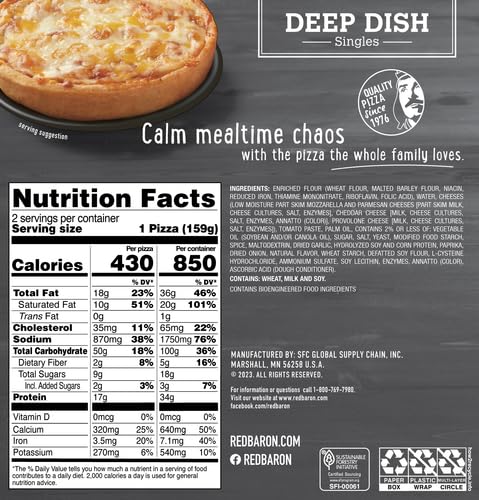 Red Baron Deep Dish 4 Cheese Pizza, 11.2 oz