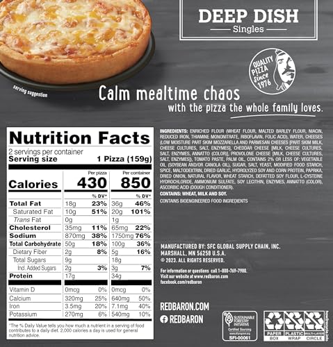 Red Baron Deep Dish 4 Cheese Pizza, 11.2 oz