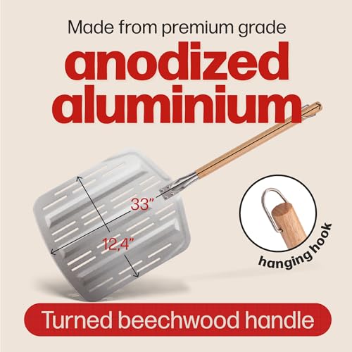 Professional XL Pizza Peel for Perforated Metal Paddle